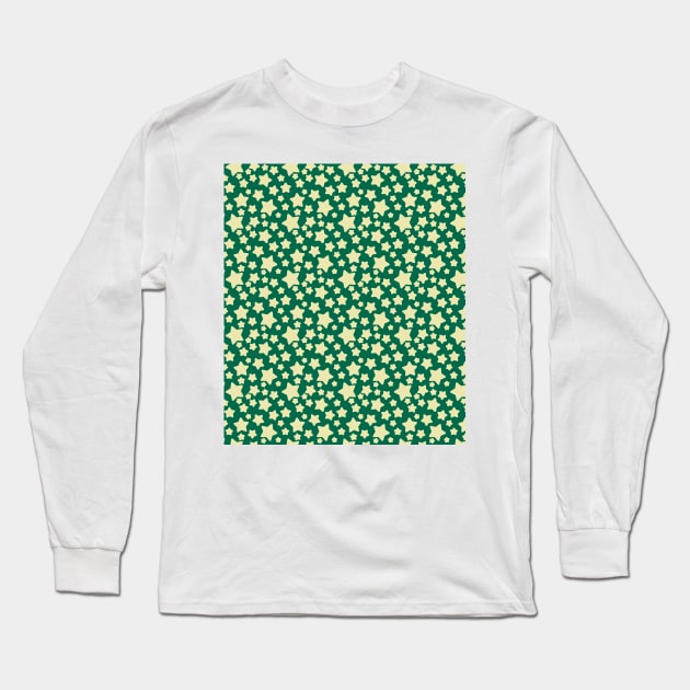 Green Yellow Star Pattern Long Sleeve T-Shirt by saradaboru